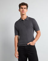 Potenza Stone Gray Knitted Cotton Polo T-Shirt