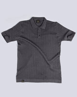 Potenza Stone Gray Knitted Cotton Polo T-Shirt