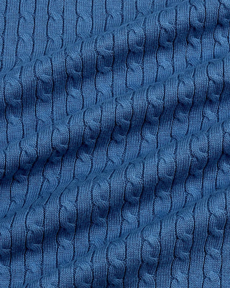 Potenza Steel Blue Knitted Cotton Polo T-Shirt