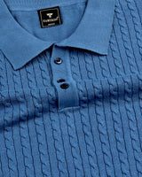 Potenza Steel Blue Knitted Cotton Polo T-Shirt