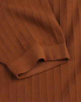 Trento Bronze Brown Knitted Cotton Polo T-Shirt