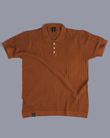 Trento Bronze Brown Knitted Cotton Polo T-Shirt