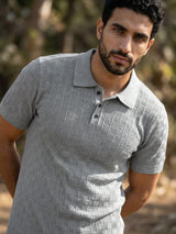 Resco Gray Knitted Cotton Polo T-Shirt