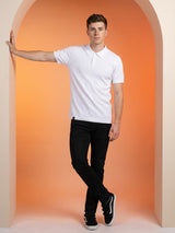 Resco Off White Knitted Cotton Polo T-Shirt