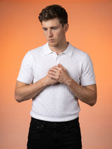 Resco Off White Knitted Cotton Polo T-Shirt