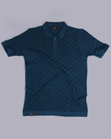 Resco Blue Knitted Cotton Polo T-Shirt