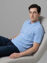 Wonder Ice Blue Knitted Cotton Polo T-Shirt