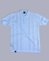 Wonder Ice Blue Knitted Cotton Polo T-Shirt