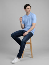 Wonder Ice Blue Knitted Cotton Polo T-Shirt