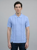 Wonder Ice Blue Knitted Cotton Polo T-Shirt