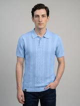 Wonder Ice Blue Knitted Cotton Polo T-Shirt