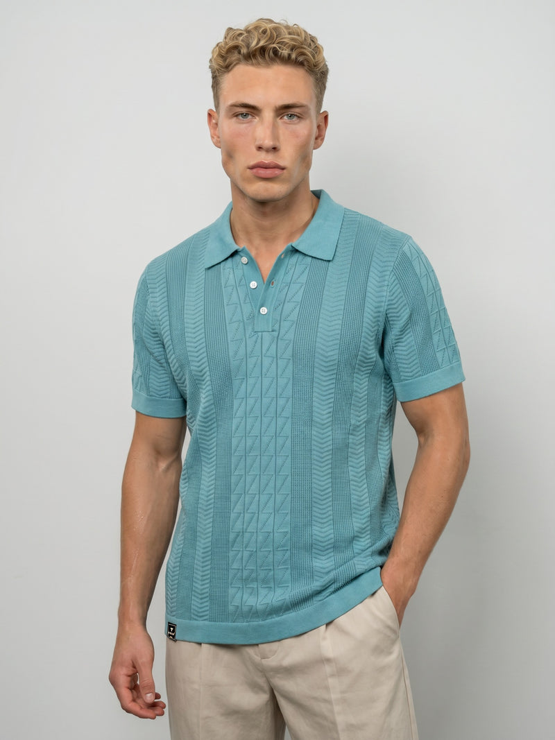 Wonder Teal Green Knitted Weave Polo T-Shirt – Hamercop