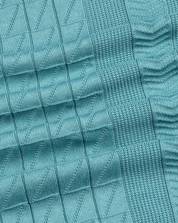 Wonder Teal Green Knitted Cotton Polo T-Shirt