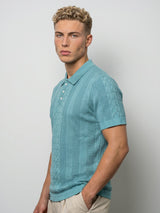 Wonder Teal Green Knitted Cotton Polo T-Shirt