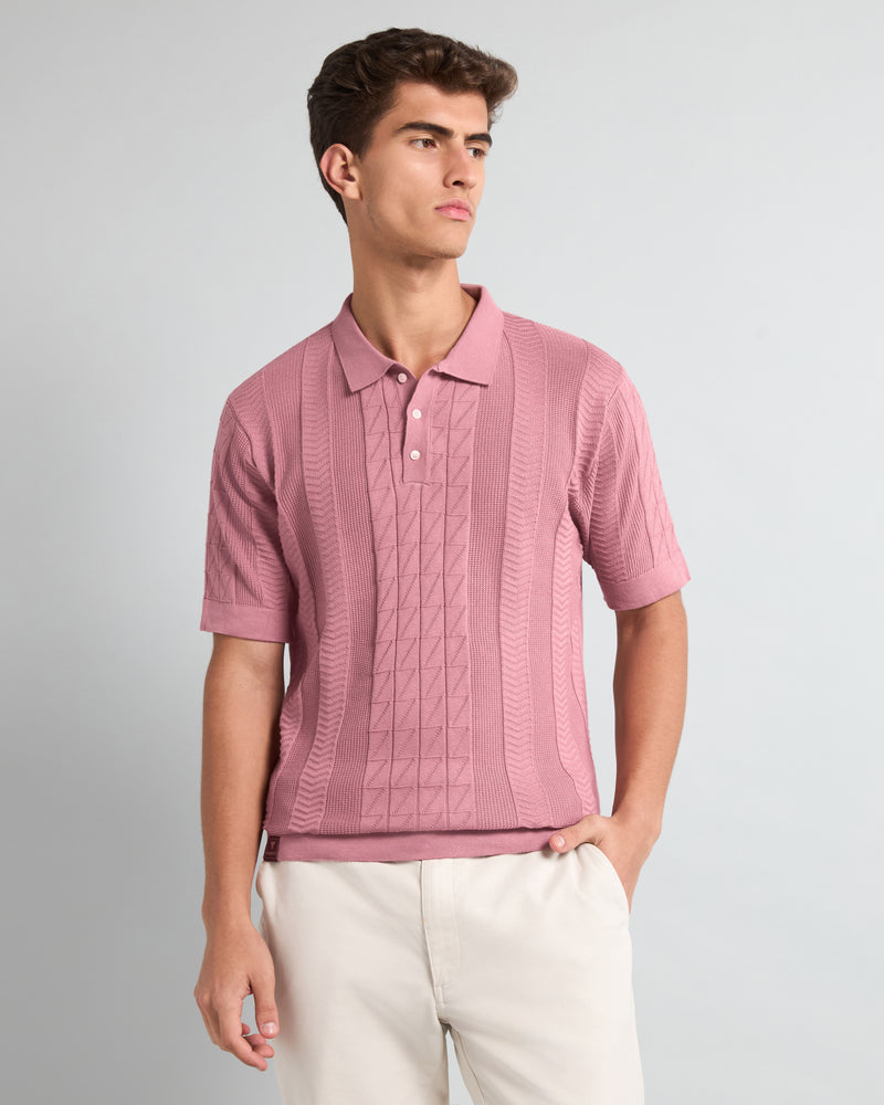 Wonder Onion Pink Knitted Cotton Polo T-Shirt