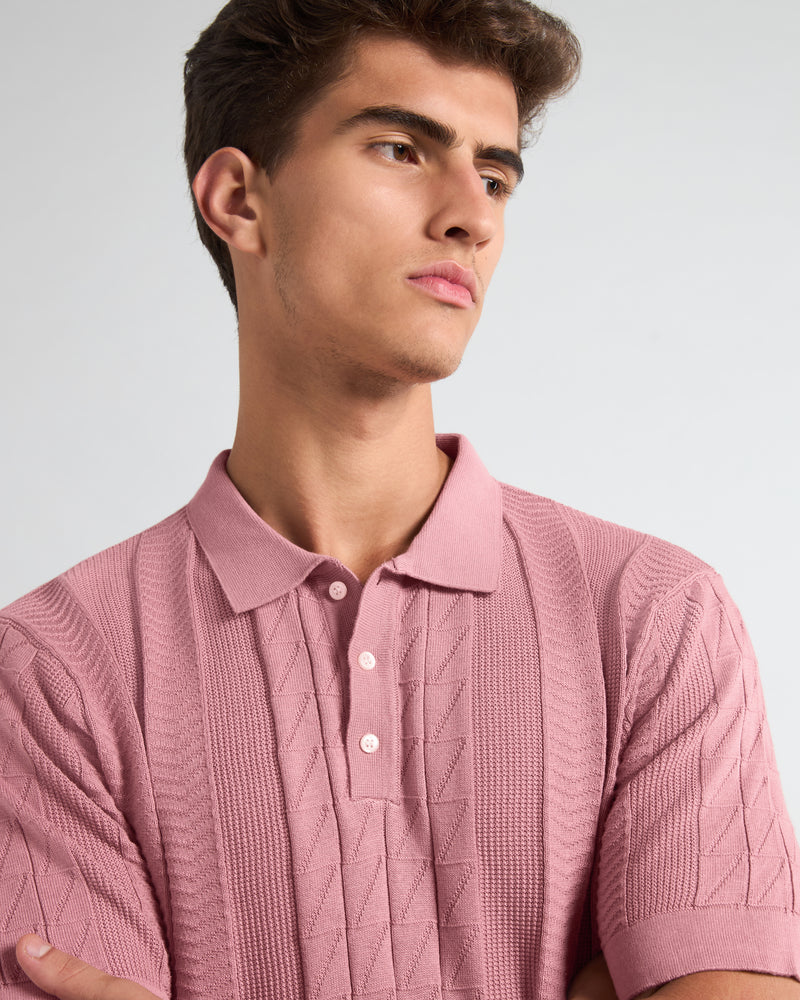 Wonder Onion Pink Knitted Cotton Polo T-Shirt