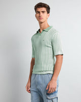 Febal Pistachio Knitted Cotton Polo T-Shirt