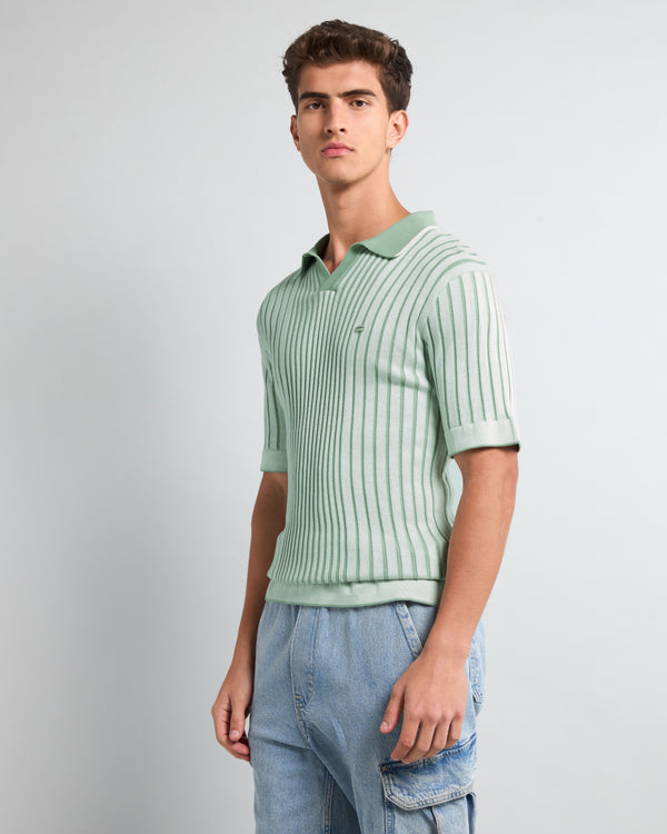 Febal Pistachio Knitted Cotton Polo T-Shirt