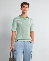 Febal Pistachio Knitted Cotton Polo T-Shirt