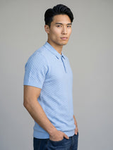 Merine SkyBlue Knitted Cotton Polo T-Shirt