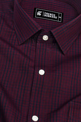 Garnet Red with black check shirt