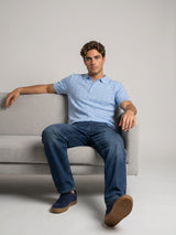 Basco SkyBlue Knitted Cotton Polo T-Shirt