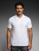 Basco White Knitted Cotton Polo T-Shirt