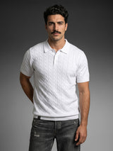 Basco White Knitted Cotton Polo T-Shirt