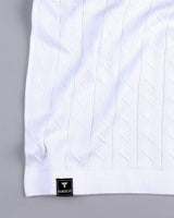 Basco White Knitted Cotton Polo T-Shirt