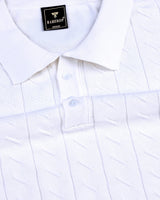 Basco White Knitted Cotton Polo T-Shirt