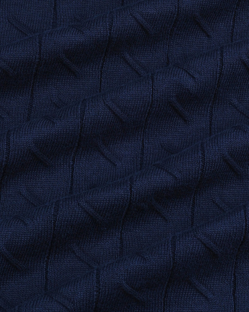 Basco NavyBlue Knitted Cotton Polo T-Shirt