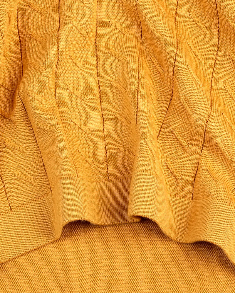 Basco Turmeric Yellow Knitted Cotton Polo T-Shirt