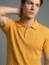 Basco Turmeric Yellow Knitted Cotton Polo T-Shirt