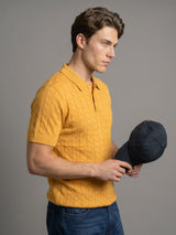 Basco Turmeric Yellow Knitted Cotton Polo T-Shirt