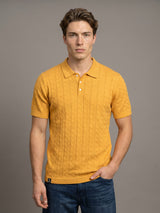 Basco Turmeric Yellow Knitted Cotton Polo T-Shirt
