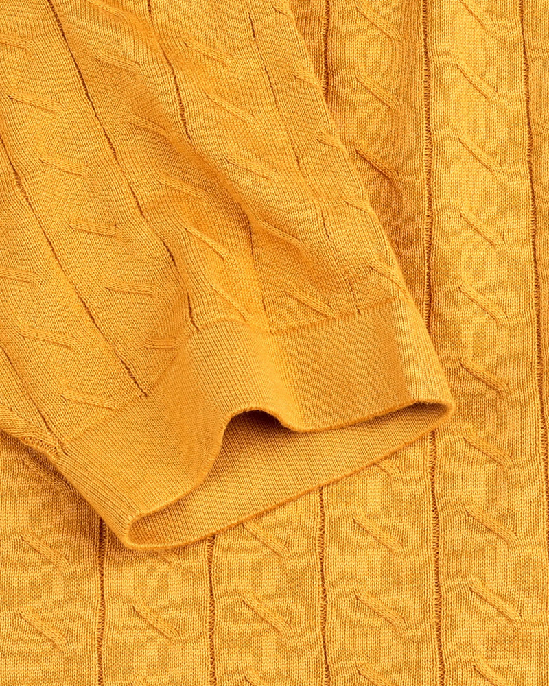 Basco Turmeric Yellow Knitted Cotton Polo T-Shirt