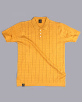 Basco Turmeric Yellow Knitted Cotton Polo T-Shirt