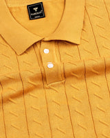 Basco Turmeric Yellow Knitted Cotton Polo T-Shirt