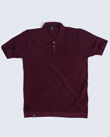 Venilla Maroon Knitted Cotton Polo T-Shirt