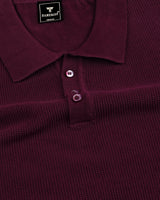 Venilla Maroon Knitted Cotton Polo T-Shirt