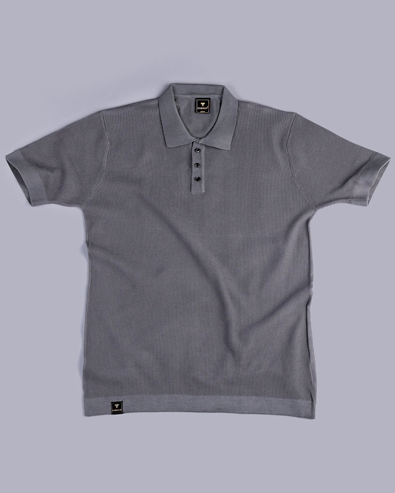 Venilla Gray Knitted Cotton Polo T-Shirt