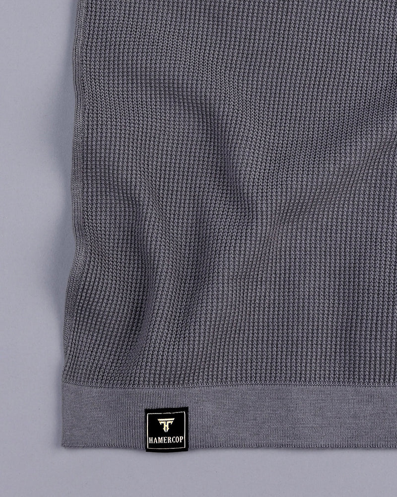 Venilla Gray Knitted Cotton Polo T-Shirt