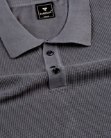 Venilla Gray Knitted Cotton Polo T-Shirt