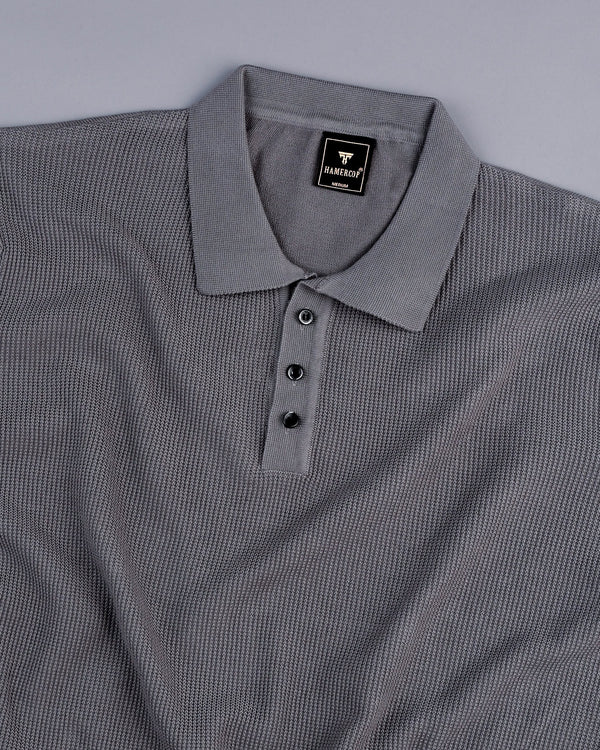 Venilla Gray Knitted Cotton Polo T-Shirt