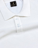 Venilla White Knitted Cotton Polo T-Shirt