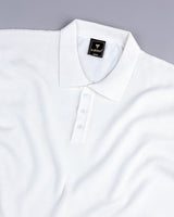 Venilla White Knitted Cotton Polo T-Shirt