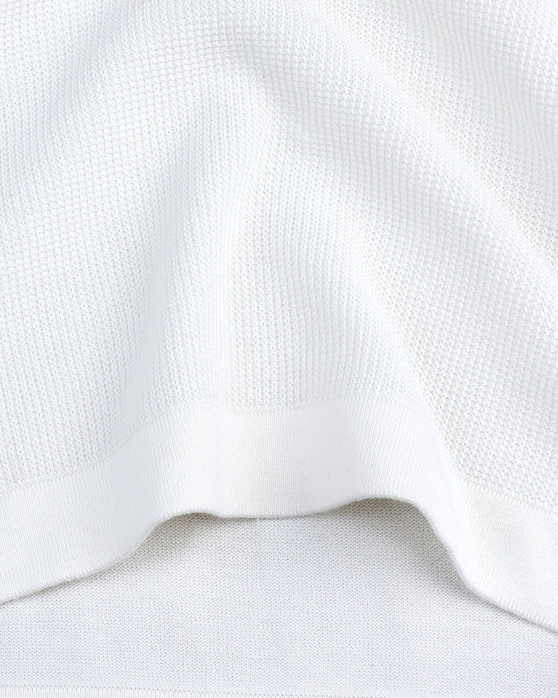 Venilla White Knitted Cotton Polo T-Shirt