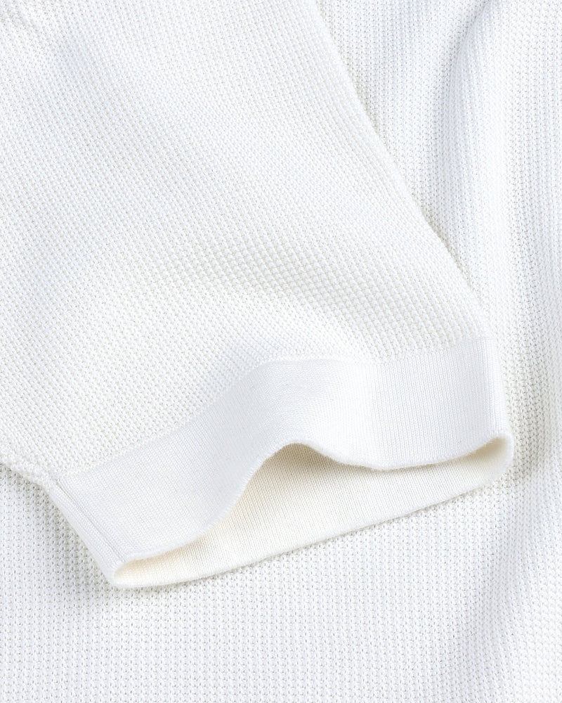 Venilla White Knitted Cotton Polo T-Shirt