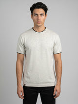 Thunder Ivory Cream Melange Knitted Cotton T-Shirt