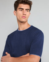 Thunder NavyBlue Melange Knitted Cotton T-Shirt